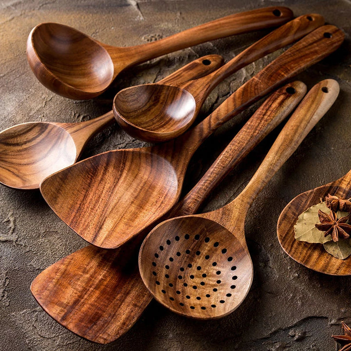 Thailand Teak Natural Wood Tableware Set