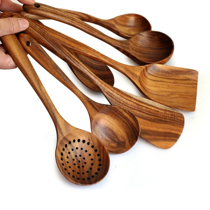 Thailand Teak Natural Wood Tableware Set