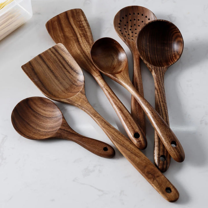 Thailand Teak Natural Wood Tableware Set