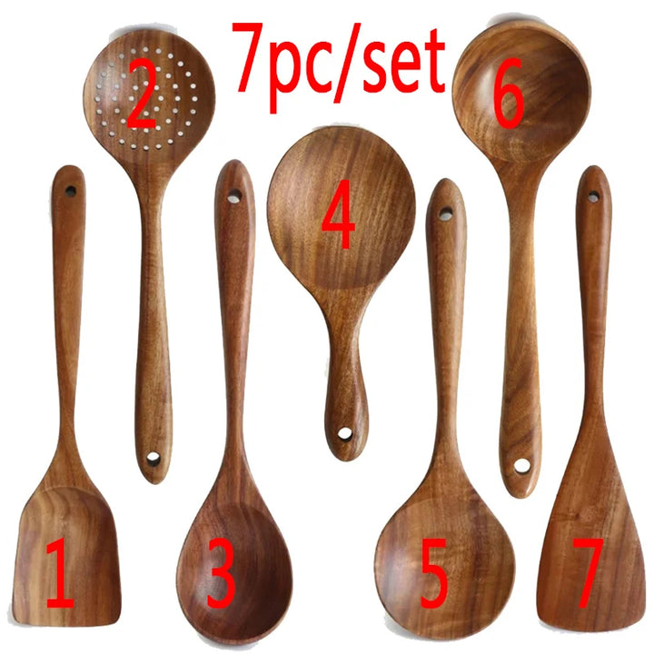 Thailand Teak Natural Wood Tableware Set