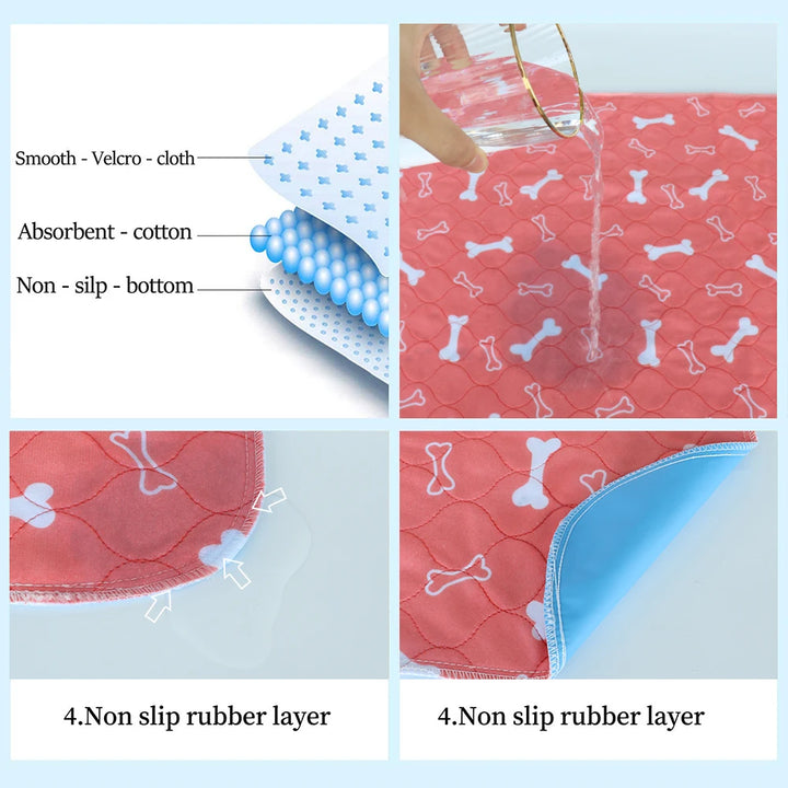 Washable Pet Urine Pad - 3-Layer Absorbent Dog & Cat Diaper Mat