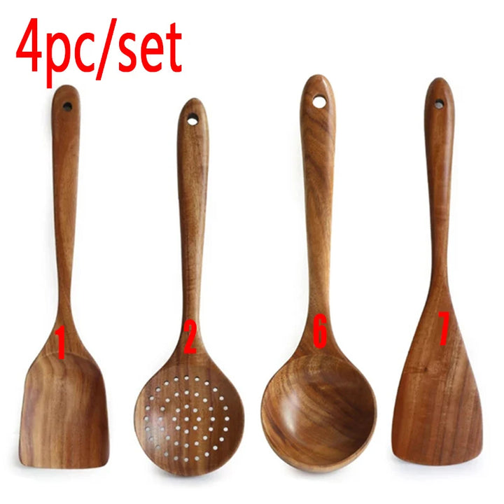 Thailand Teak Natural Wood Tableware Set