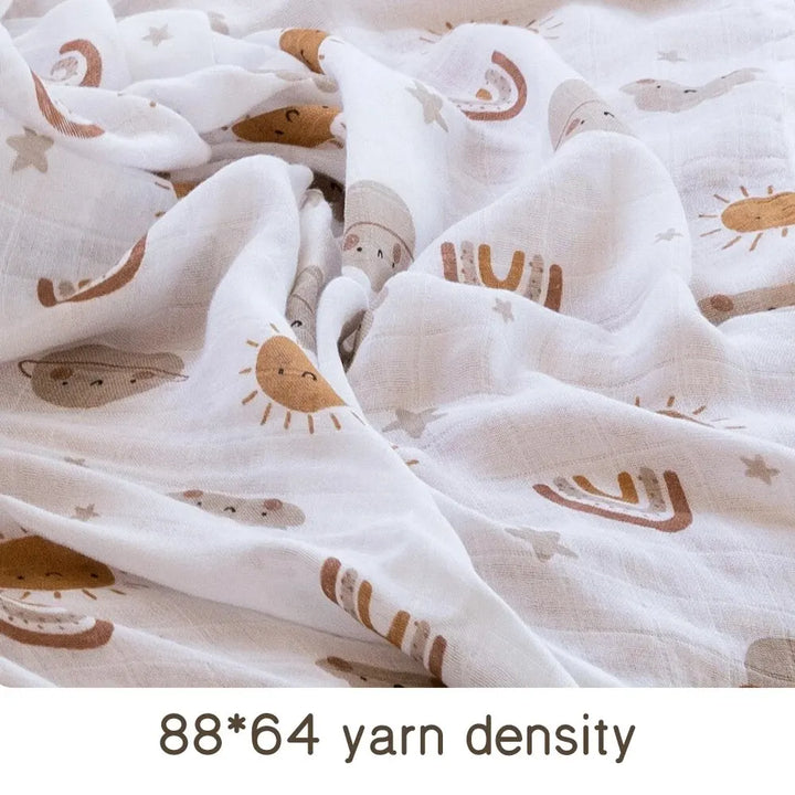 Bamboo Cotton Baby Muslin Swaddle Blanket - 120x110cm