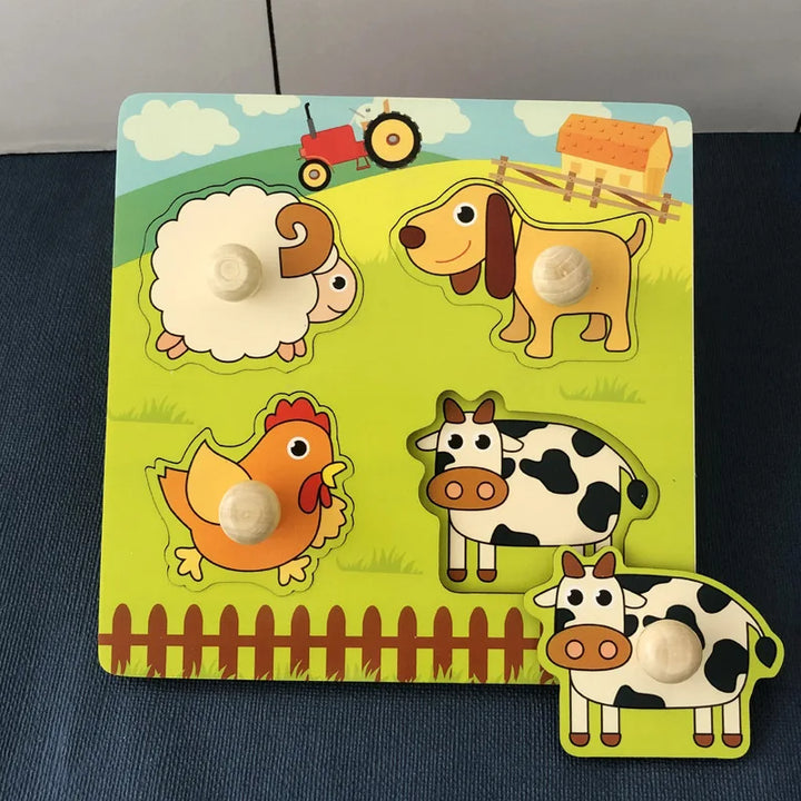 Montessori Wooden Animal Puzzle – Educational Toy for Kids 1-3 Years