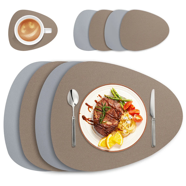 Irregular Shape PU Leather Placemats Set