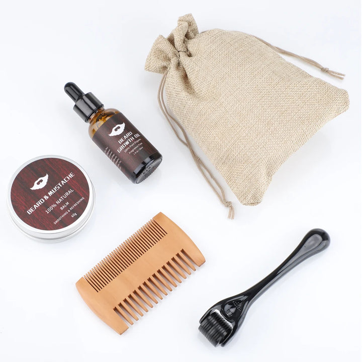 Beard Growth Kit - 4pcs Set for Men