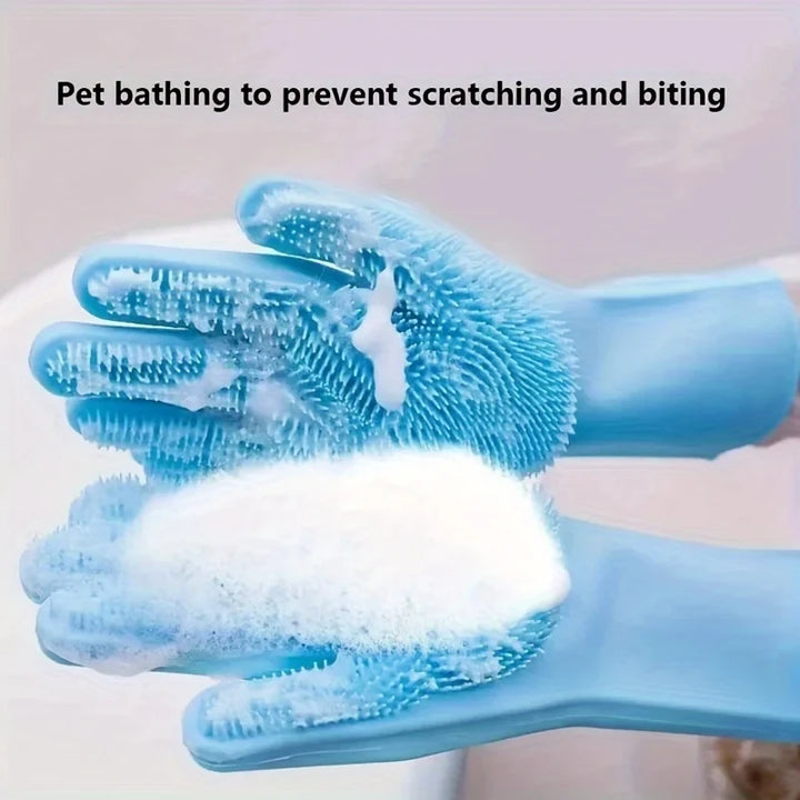 Silicone Pet Grooming Cleaning Gloves