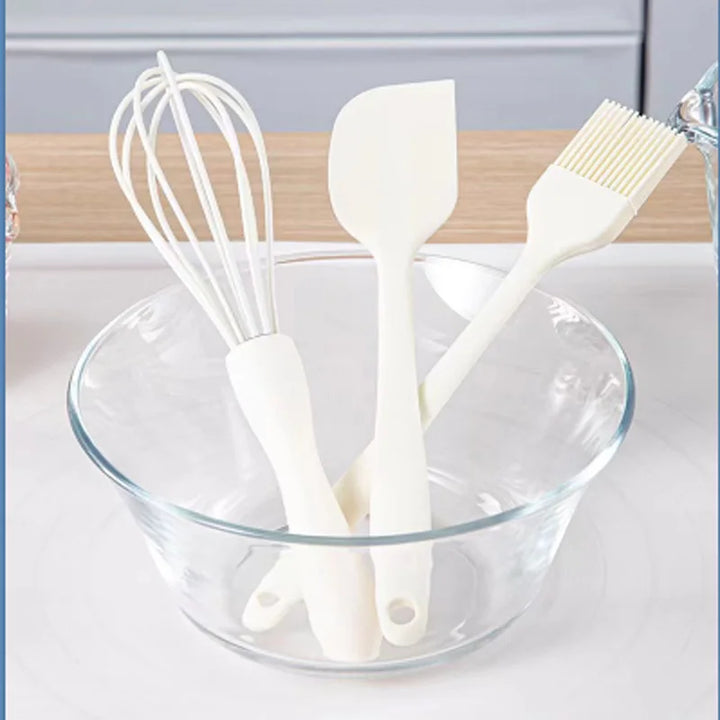 Baking Set - Silicone Cream Scraper, Egg Beater &amp; Grease Brush