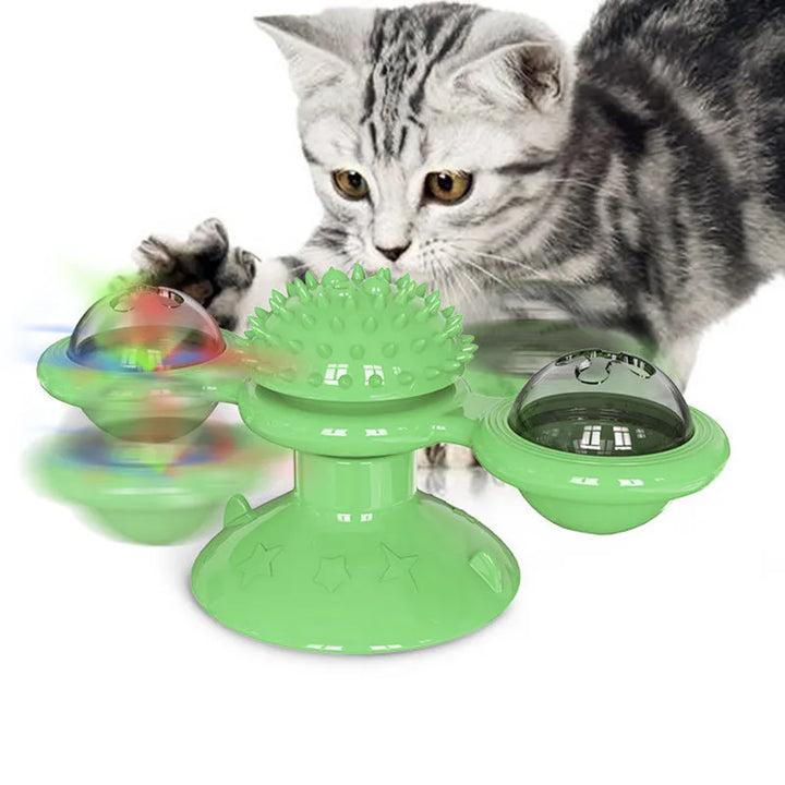 Interactive Windmill Cat Toy with Whirligig Turntable