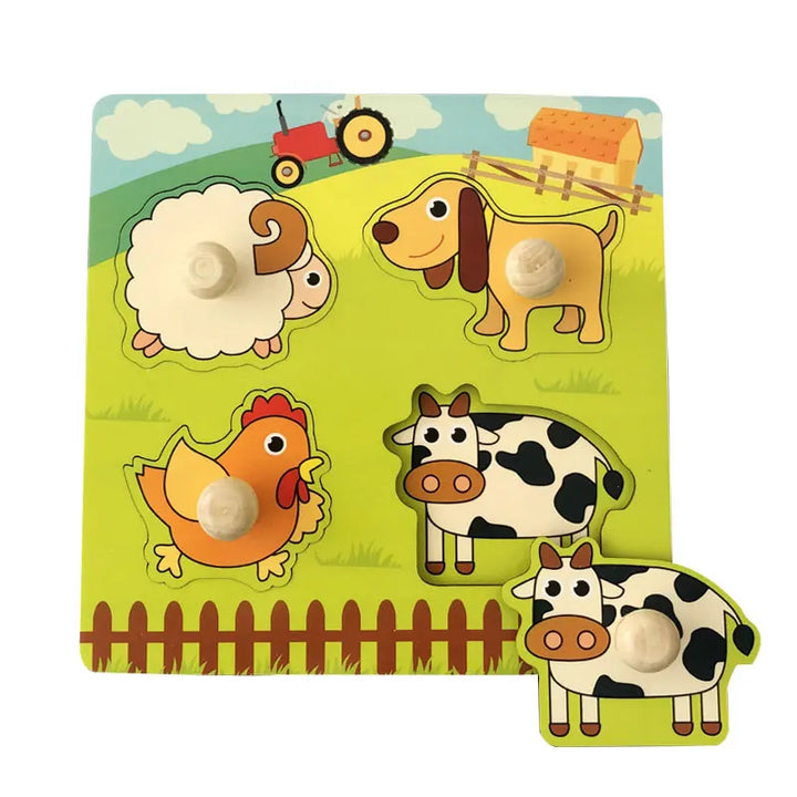 Montessori Wooden Animal Puzzle – Educational Toy for Kids 1-3 Years