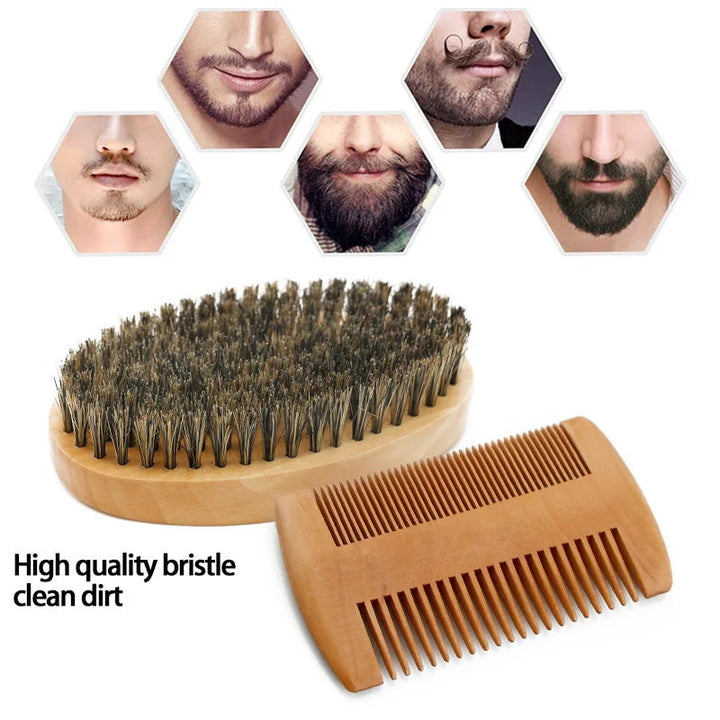 Professional Soft Boar Bristle Wood Beard Brush