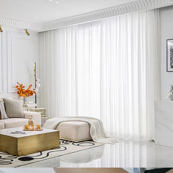 Solid White Tulle Window Curtains