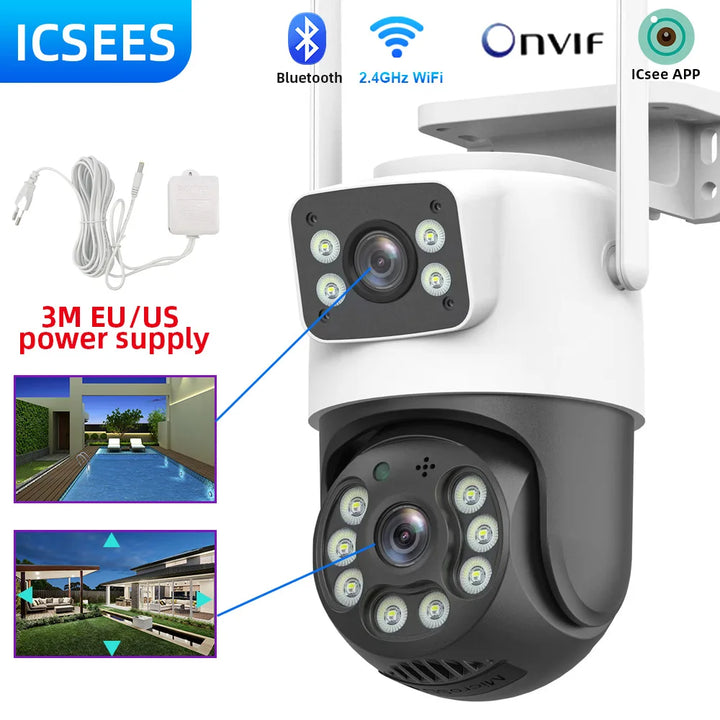 4K WiFi Surveillance Camera - Wireless Outdoor Security PTZ Camera with AI Human Detection and 4x Digital Zoom