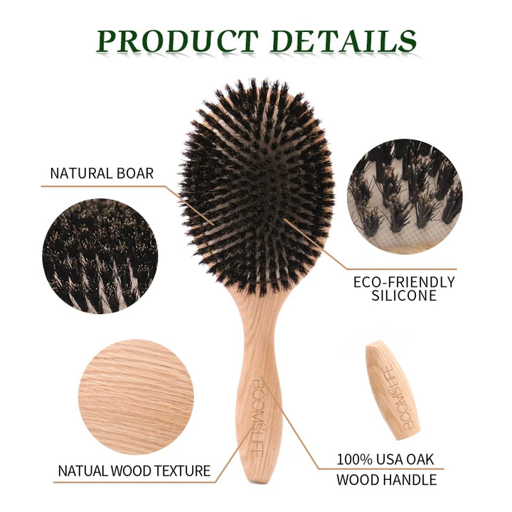 Boar Bristle Hair Brush - Detangling & Straightening