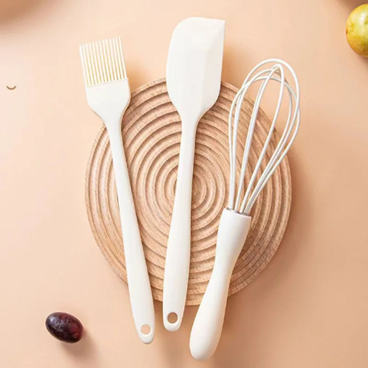 Baking Set - Silicone Cream Scraper, Egg Beater &amp; Grease Brush