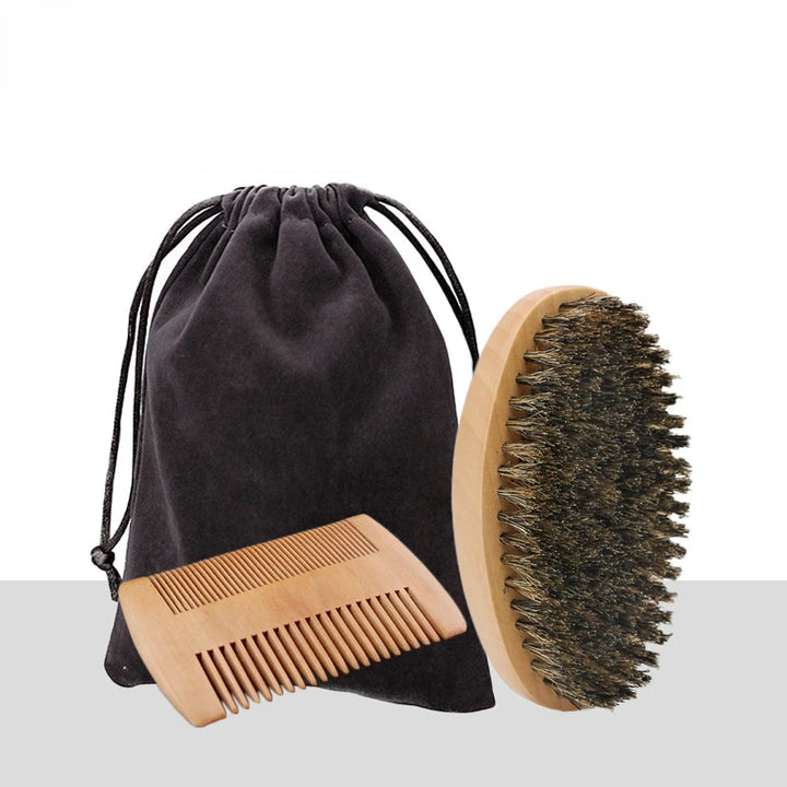 Professional Soft Boar Bristle Wood Beard Brush