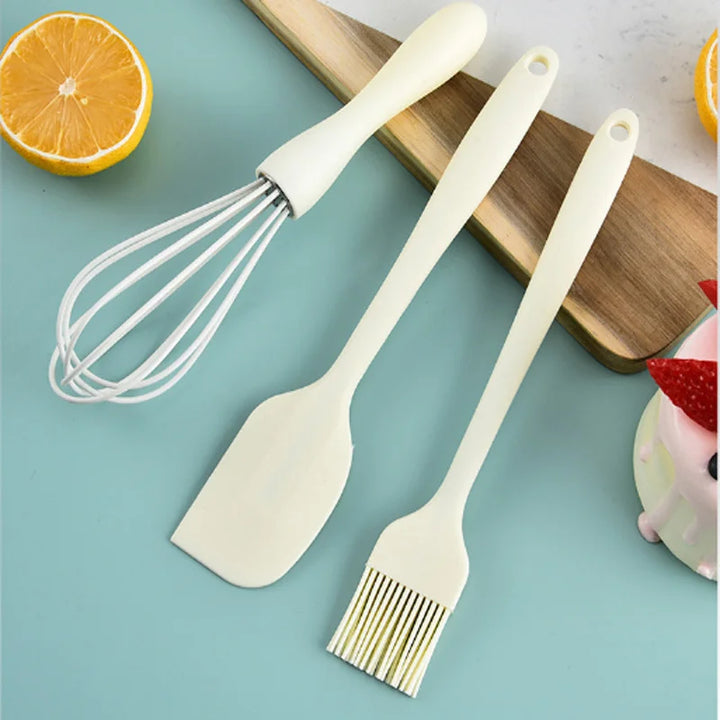 Baking Set - Silicone Cream Scraper, Egg Beater &amp; Grease Brush