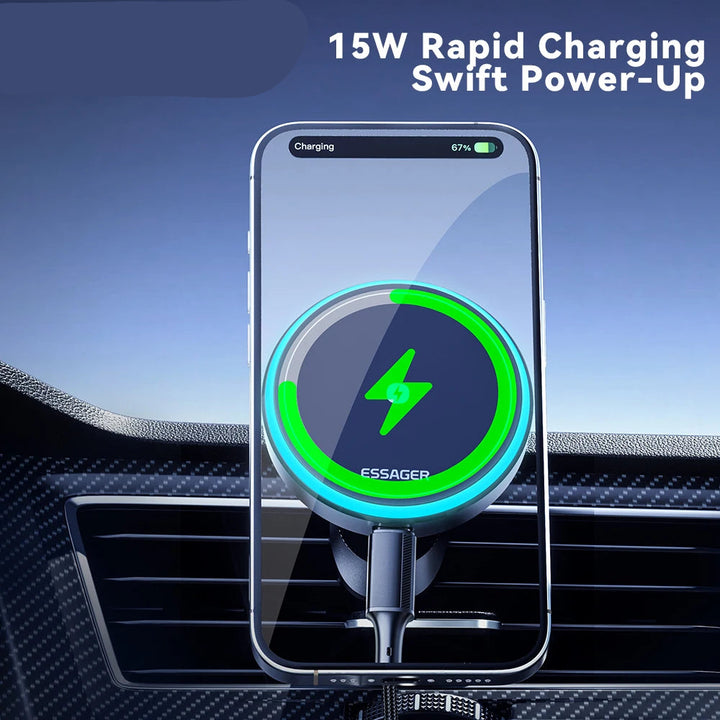 Essager Magnetic Car Phone Holder with 15W Wireless Charger