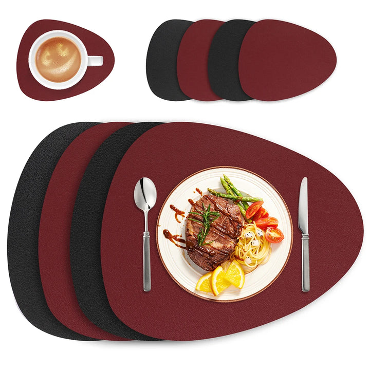 Irregular Shape PU Leather Placemats Set