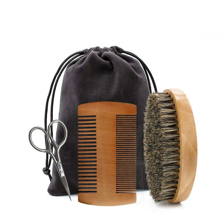 Professional Soft Boar Bristle Wood Beard Brush