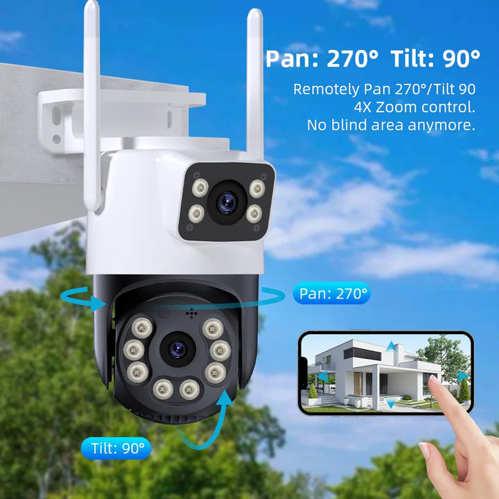 4K WiFi Surveillance Camera - Wireless Outdoor Security PTZ Camera with AI Human Detection and 4x Digital Zoom