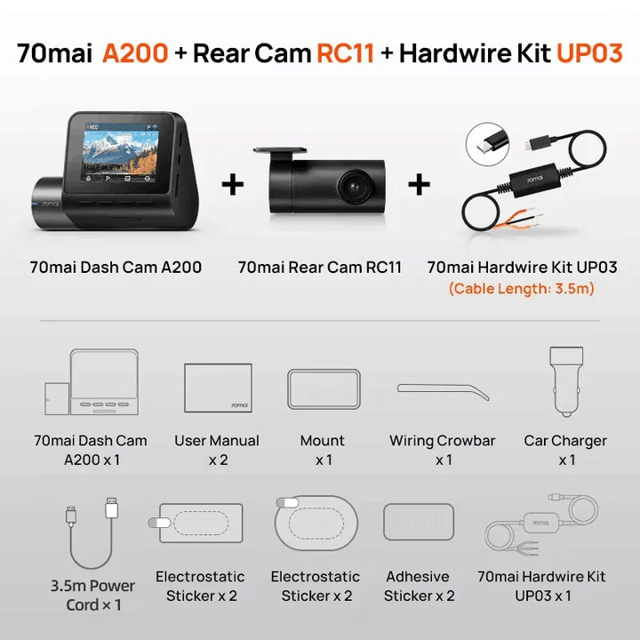 Dash Cam A200 - Dual Channel, 1080p