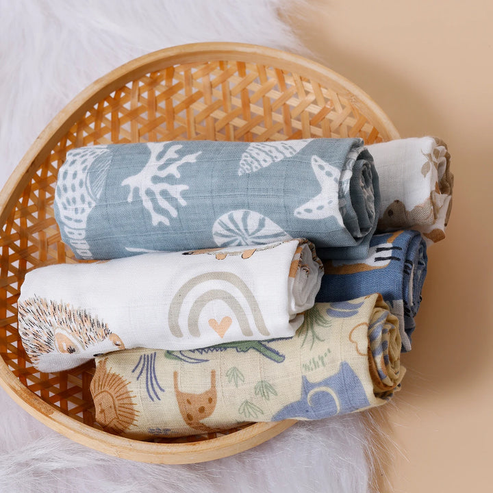 HappyFlute Muslin Swaddle &amp; Burp Cloth Set