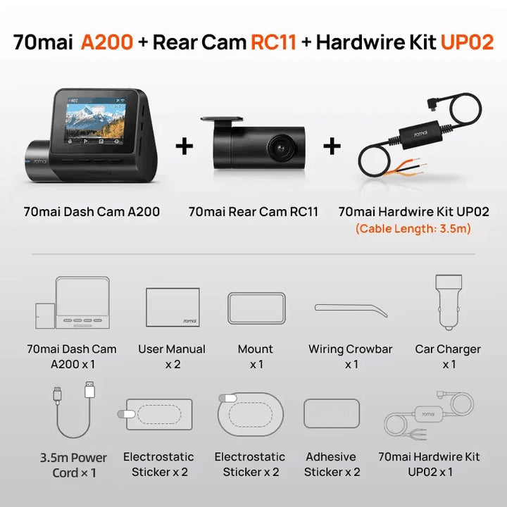 Dash Cam A200 - Dual Channel, 1080p