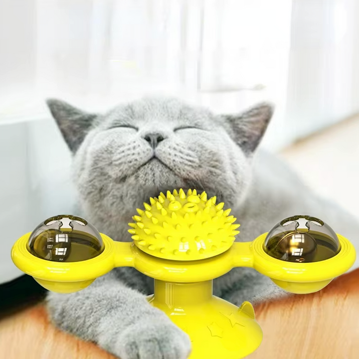 Interactive Windmill Cat Toy with Whirligig Turntable