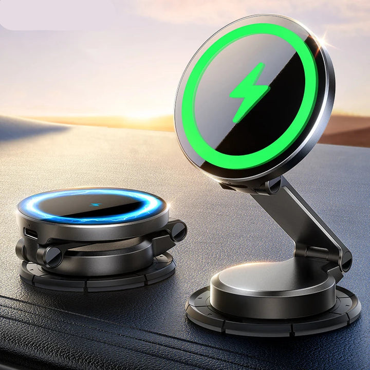 Magnetic Car Mount N55 – 15W Wireless Charging, 360° Rotation, Foldable Phone Holder