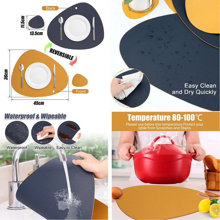 Irregular Shape PU Leather Placemats Set