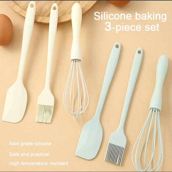 Baking Set - Silicone Cream Scraper, Egg Beater &amp; Grease Brush