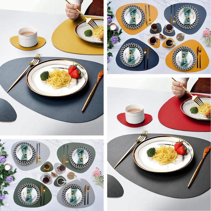 Irregular Shape PU Leather Placemats Set