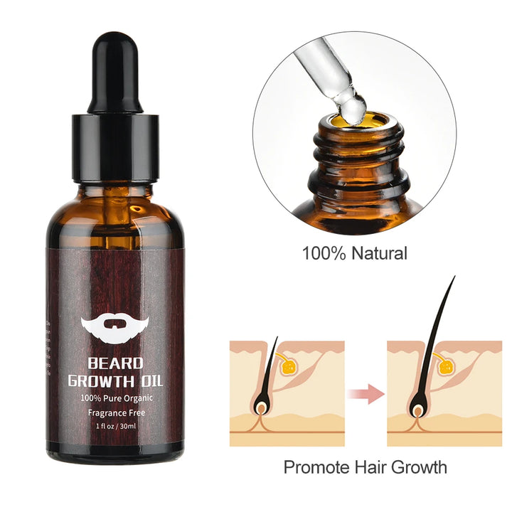 Beard Growth Kit - 4pcs Set for Men