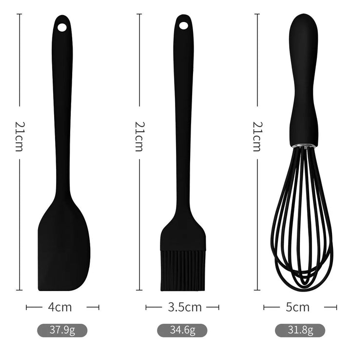 Baking Set - Silicone Cream Scraper, Egg Beater &amp; Grease Brush