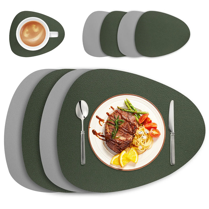 Irregular Shape PU Leather Placemats Set