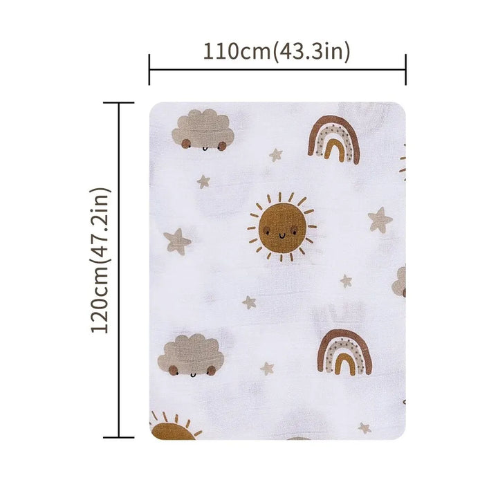 Bamboo Cotton Baby Muslin Swaddle Blanket - 120x110cm